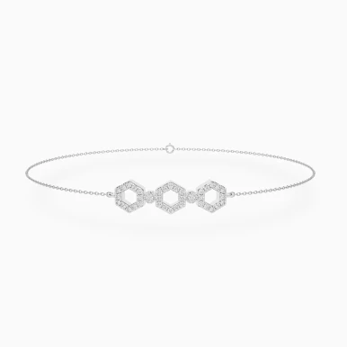Three Hexagons Diamond Chain Bracelet in 18K Gold - SAB04984