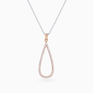Elongated Teardrop Diamond Necklace in 18K Gold - 0166M