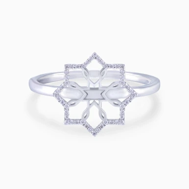 Floral Star Diamond Ring in 18K Gold - LRG50091