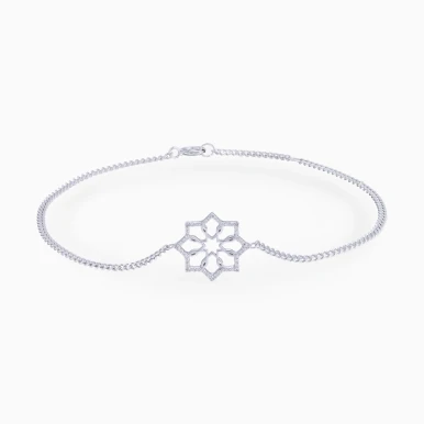 Floral Star Diamond Chain Bracelet in 18K Gold - LBR50091