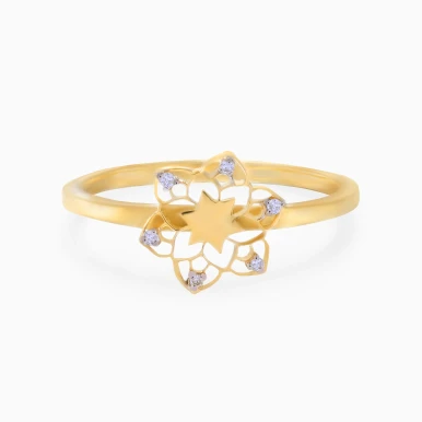Openwork Flower Diamond Ring in 18K Gold - LRG50096