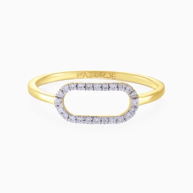 Elongated Open Oval Diamond Ring in 18K Gold - LRG50089