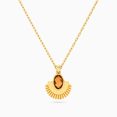 Summer Sun Amber Stone Necklace in 18K Gold - 21046111381