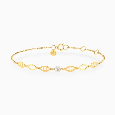 Eye Motifs Pearl Chain Bracelet in 18K Gold - 21047140297 Eye Motifs Pearl Chain Bracelet in 18K Gold - 21047140297