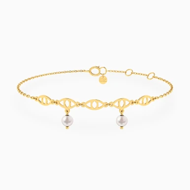 Eye Motifs Pearl Chain Bracelet in 18K Gold - 21047140296
