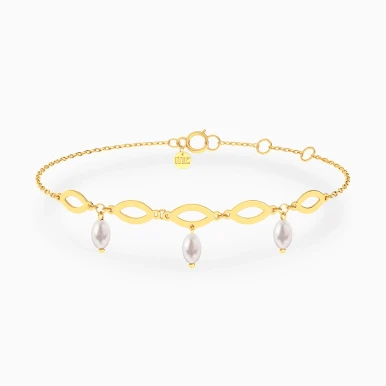 Eye Motifs Pearl Chain Bracelet in 18K Gold - 21047140291