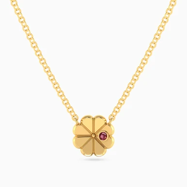 Kids Four Leaf Clover Pink Stone Necklace in 18K Gold - 21046111370 Kids Four Leaf Clover Pink Stone Necklace in 18K Gold - 21046111370