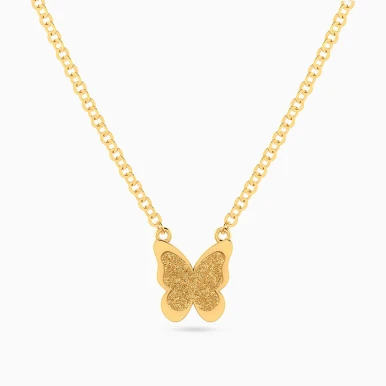 Kids Double Butterfly Pendant Necklace in 18K Gold - 21046111368