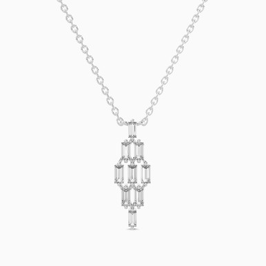 Elongated Geometric Design Diamond Necklace in 18K Gold - LNE00295