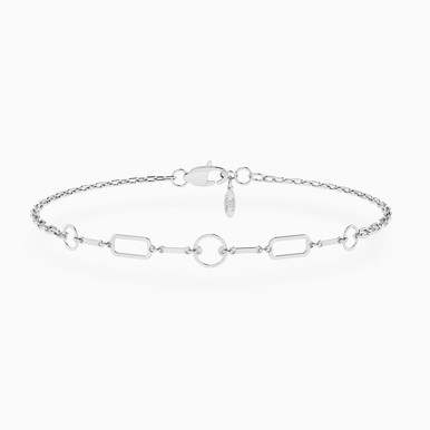 Rectangluar & Round Links Chain Bracelet in Silver - 167101400161200