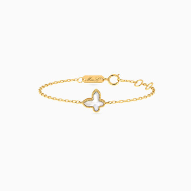Kids Butterfly Pearls Chain Bracelet in 18K Gold - 21047110240