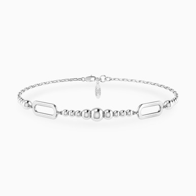 Paperclip & Beads Chain Bracelet in Silver - 167101300101200