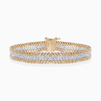 Textured Two Toned Units Chain Bracelet in 21K Gold - 12010900015 Textured Two Toned Units Chain Bracelet in 21K Gold - 12010900015
