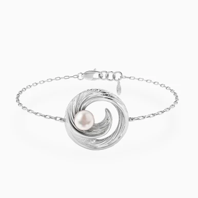 Swirl Pearl Chain Bracelet in Sterling Silver - 167101100251201