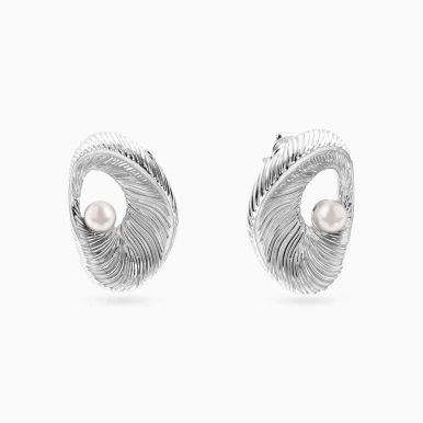 Oval Swirl Pearl Stud Earrings in Sterling Silver - 167031100171001 Oval Swirl Pearl Stud Earrings in Sterling Silver - 167031100171001