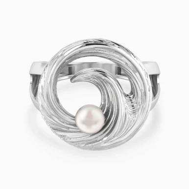 Swirl Pearl Split Shank Ring in Sterling Silver - 167021100801181