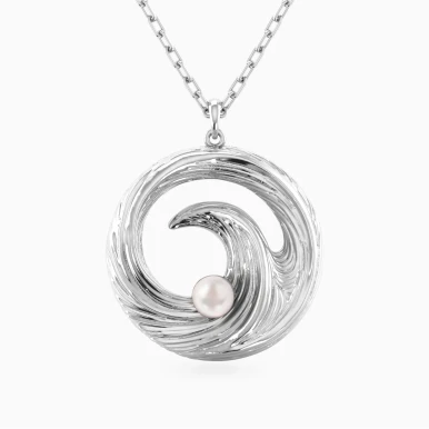 Swirl Pearl Pendant Necklace in Sterling Silver - 167051100291451 Swirl Pearl Pendant Necklace in Sterling Silver - 167051100291451