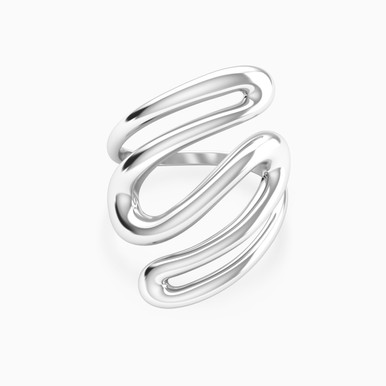 Fluid Wavy Center Ring in Silver (Size 18) - 167021100651180