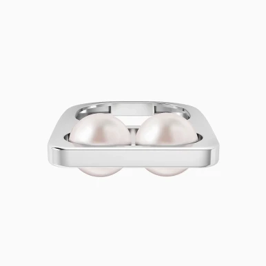 Elevated Surface & Two Pearls Ring in Silver (Size 14) - 167021100721141 Elevated Surface & Two Pearls Ring in Silver (Size 14) - 167021100721141