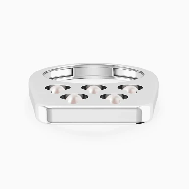 Elevated Surface & Dangling Pearls Ring in Silver (Size 18) - 167021101021181