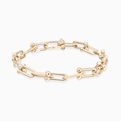 Paperclip & Beads Chain Bracelet in 18K Gold - 21010520015