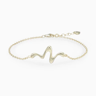 Heartbeat Pulse Chain Bracelet in Yellow Gold Plating - GB14813A