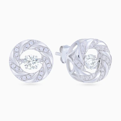 Round Spiral Cubic Zirconia Stud Earrings in Sterling Silver - GE14952A Round Spiral Cubic Zirconia Stud Earrings in Sterling Silver - GE14952A