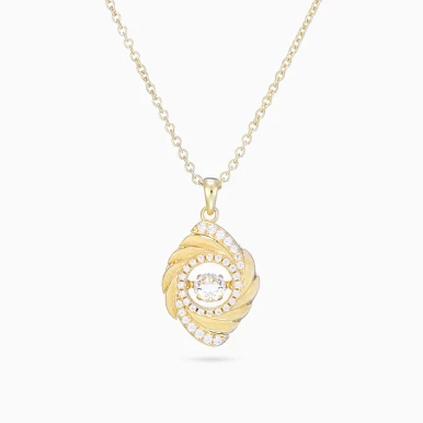 Swirl Colored Stones Gold Plated Necklace - GN15152A