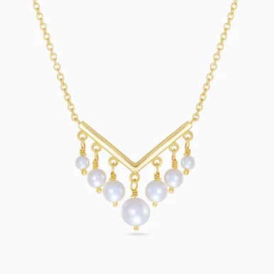 V-Shaped Pearl Gold Plated Necklace - SN13139A