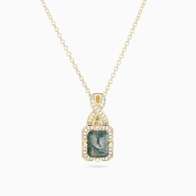 Rectangular Smoky Colored Stone Gold Plated Necklace - GN15153A Rectangular Smoky Colored Stone Gold Plated Necklace - GN15153A