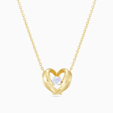 Heart Wings Colored Stone Gold Plated Necklace - GN14887A