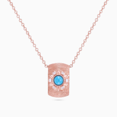 Blue Colored Stone Rose Gold Plated Necklace - GN15244A