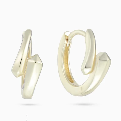 Bypass Hoop Earrings in Yellow Gold Plated - SE20066A