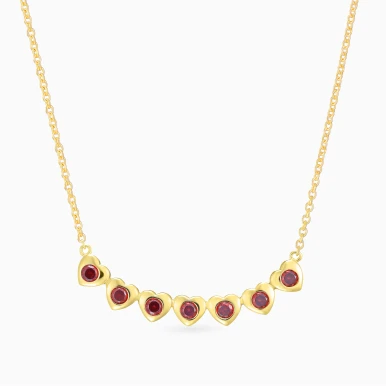 Heart Red Stones Gold Plated Necklace - GN14986A