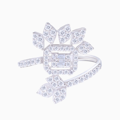 Floral Cubic Zirconia Ring in 18K Gold - 21002790135