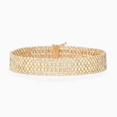 Alternating Smooth and Textured Links Bracelet in 21K Gold - 22010900051