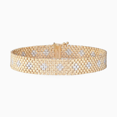 Two Tone Geometric Links Bracelet in 21K Gold - 22010900043 Two Tone Geometric Links Bracelet in 21K Gold - 22010900043