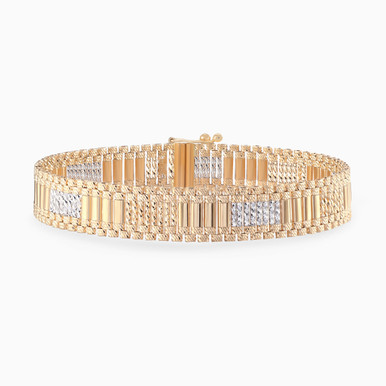 Mixed Textured Bar Bracelet in 21K Gold - 22010900046 Mixed Textured Bar Bracelet in 21K Gold - 22010900046