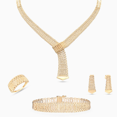 Woven Y-Shaped Set in 21K Gold (4 Pieces) - 22001900114