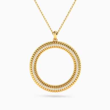 Circle Cubic Zirconia Necklace in 18K Gold - 111401100044