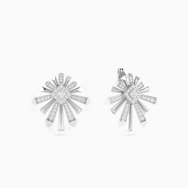 Geometric Sunburst Diamond Stud Earrings in 18K Gold - ERS250093