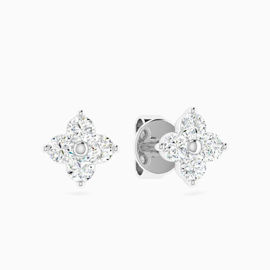 Four Point Floral Diamond Stud Earrings in 18K Gold - ERS250211