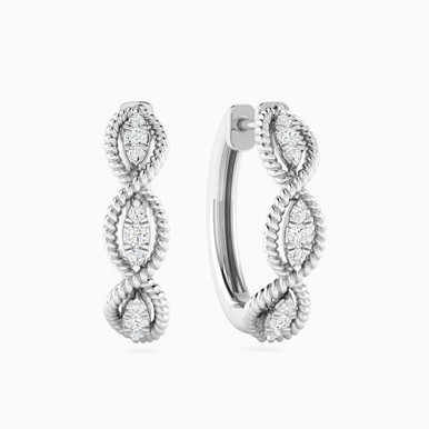 Triple Marquise Halo Diamond Huggie Earrings in 18K Gold - ER230129