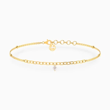 Paperclip Links Pearl Anklet in 18K Gold - 21036520005