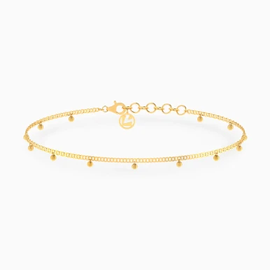 Dangling Textured Beads Anklet in 21K Gold - 21036020008