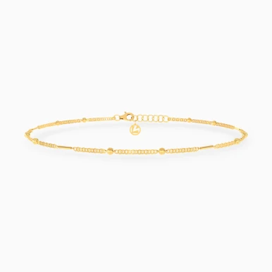 Textured Beads & Bars Anklet in 21K Gold - 21036020007