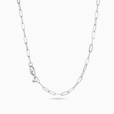 Paperclip Chain Necklace in 18K White Gold - 21046310002