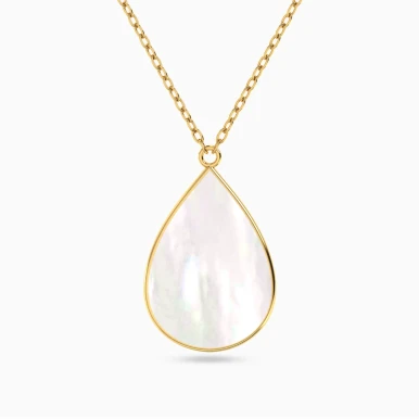 Teardrop Pearl Pendant Necklace in 18K Gold - 111405100288