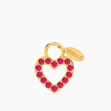 Heart Pink Stones Charm in 18K Gold - 21053110159