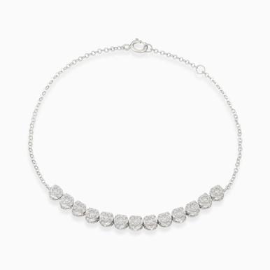Round Cluster Diamond Chain Bracelet in 18K Gold - LBR00042